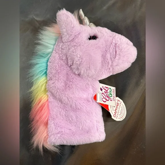 Daphne Golf Club Driver Unicorn Headcover Plush Stuffed Animal Purple Rainbow - Picture 3 of 13